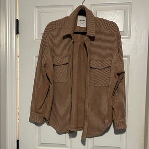 Aerie Tan Textured Shirt Jacket